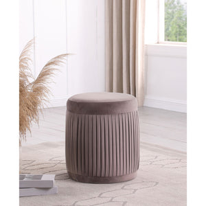 English Elm Pescadero Mauve Round Ottoman with Pleated Upholstery — 18" Drum Seat, Plush Foam Comfort, Versatile Accent Piece B062P299848