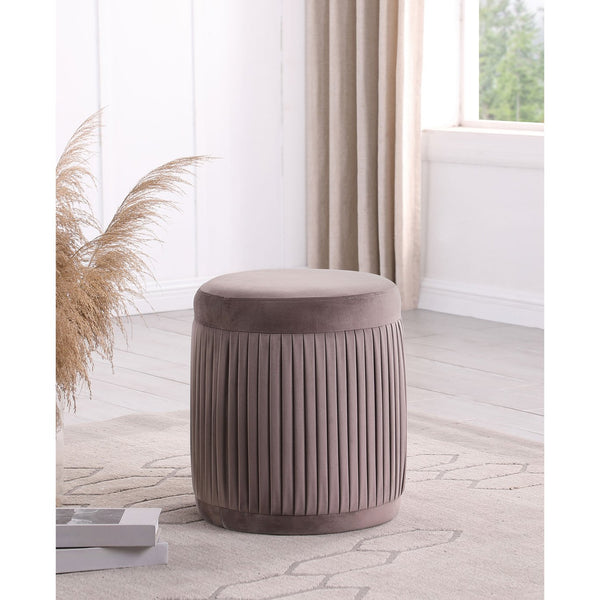 English Elm Pescadero Mauve Round Ottoman with Pleated Upholstery — 18" Drum Seat, Plush Foam Comfort, Versatile Accent Piece B062P299848