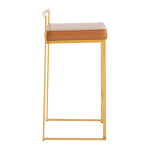 English Elm Fuji Contemporary Stackable Counter Stools - Gold Frame & Camel Faux Leather Cushion Set Of 2 B202P221912