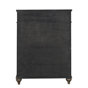 English Elm Simple Contemporary Chest of Drawers with Solid Wood Veneer, Felt-Lined Top Drawer & Metal Handles Oak,Rustic 21 L x 44 W x 54 H B2741P357499