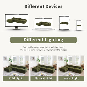 English Elm 116'' Fully Compressed Sofa with Legless Chenille Design, High-Density Comfort, Modular Flexibility and No Assembly Required Green N723S9707F