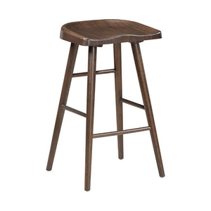 English Elm Brown Acacia Wood Pub Height Dining Set with Saddle Stools and Industrial Metal Accents B011S02268