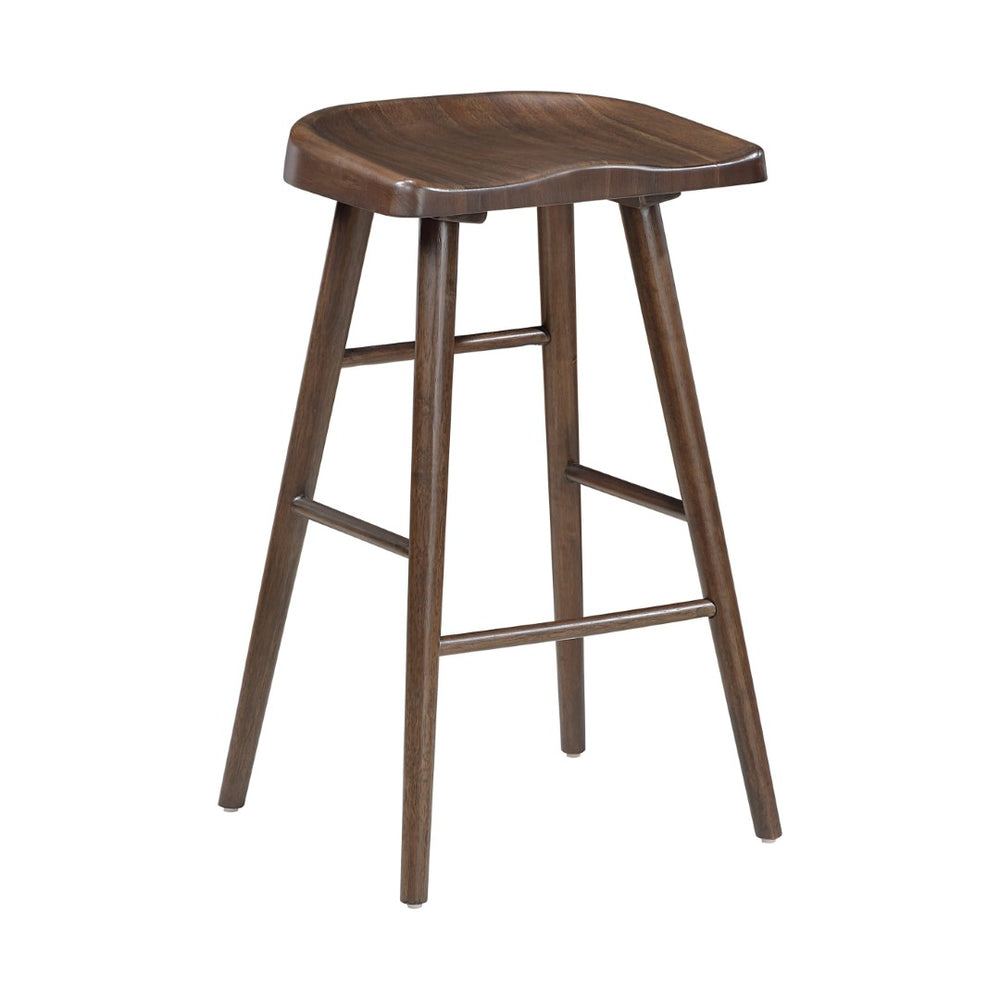 English Elm Brown Solid Wood Pub Stools Set of 2 Carved Saddle Seat Traditional Bar Height B011P450618