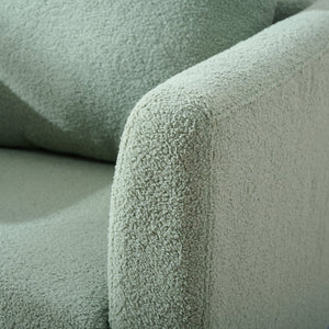 English Elm Modern Accent Chair Upholstered Armchair with Chenille Fabric, Ergonomic Padded Seat, Wood Legs for Living Room Seating Comfort and Stylish Mid Century Flair Green W1028P236497