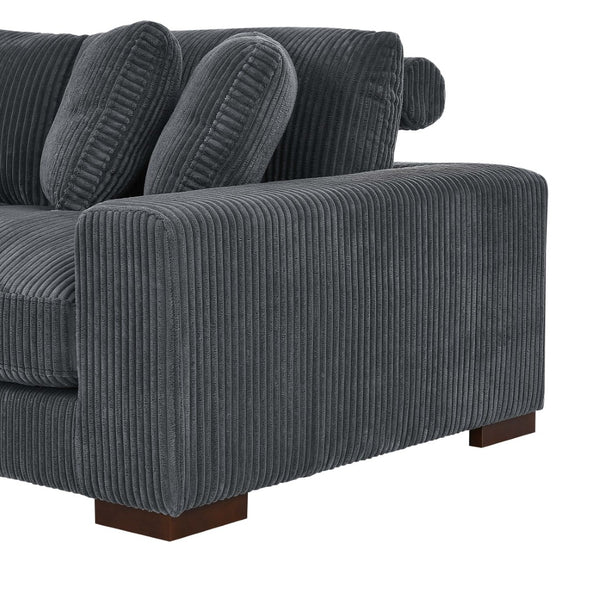 English Elm Large Corduroy Double Chaise Sectional Sofa with Lumbar Support for Spacious Living Rooms Dark Gray B2748S00014