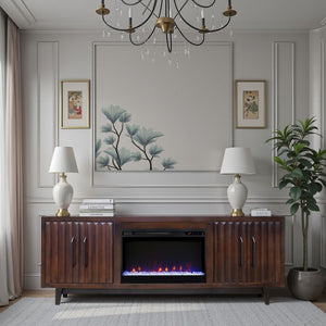 English Elm Radiance 75" Fireplace Tv Stand For Tvs Up To 85", Elegant Rosewood Finish With Cozy Electric Heat B108P345209-GIGA