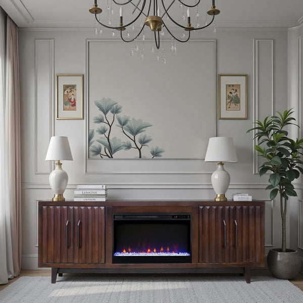 English Elm Radiance 75" Fireplace Tv Stand For Tvs Up To 85", Elegant Rosewood Finish With Cozy Electric Heat B108P345209-GIGA