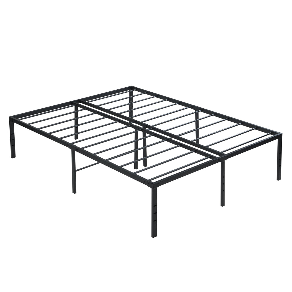 English Elm Queen Metal Bed Frame - Heavy-Duty 1000lb Support, Quiet Reinforced Slats, Easy Assembly, Black W311P282480