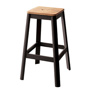 English Elm Natural and Black Armless Bar Stool With Crossbar Support