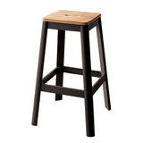 Farmhouse Armless Bar Stool - Rustic Natural Finish, Black Crossbar Support | 18.50 x 18.50 x 30.50