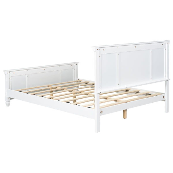 English Elm Christopher Knight Home® - Queen Solid Wood Bed Platform White Farmhouse Design, Sturdy Slats Support 800 lbs, No Box Spring Needed, Fits 8-12" Mattresses, Minimalist American Style N758Q906667K