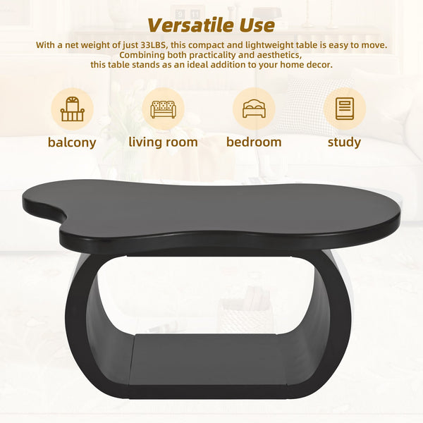 English Elm ON-TREND Cloud Coffee Table with Curved Legs, 1.5" Thick Round-Edge Top, Lightweight Stylish Accent for Living Room Black N721P262567B