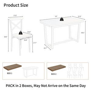 English Elm 7 7-Piece Dining Set Brown MDF & Metal Modern Kitchen Table with 6 Chairs Sturdy 22mm Board, 440lb Chair Capacity, Compact 52x28in Table for Breakfast Nook and Living Room W578S00006