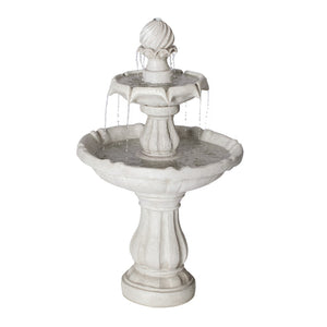 English Elm 37.4"h Two-tier Polyresin Pedestal Fountain Cascading Stone-look Patio Garden Feature N765P355059W