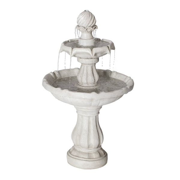 English Elm 37.4"h Two-tier Polyresin Pedestal Fountain Cascading Stone-look Patio Garden Feature N765P355059W