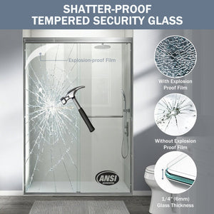 English Elm 44-48 in Semi-frameless Bypass Sliding Shower Door Tempered Glass Alcove Enclosure Brushed Nickel W1573P239434