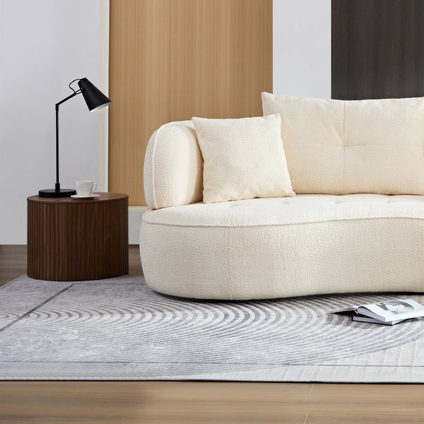 English Elm WKS7W Modern White Sectional Sofa with Removable Pillows, Solid Wood Frame, Curved Design, 4-Seater W2085S00064