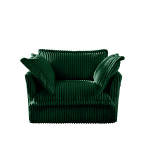 English Elm Slip-covered deep seat armchair with high-back cushions, plush corduroy fabric, removable slipcover comfort and durable frame (100 lbs capacity) Green W3041P272937