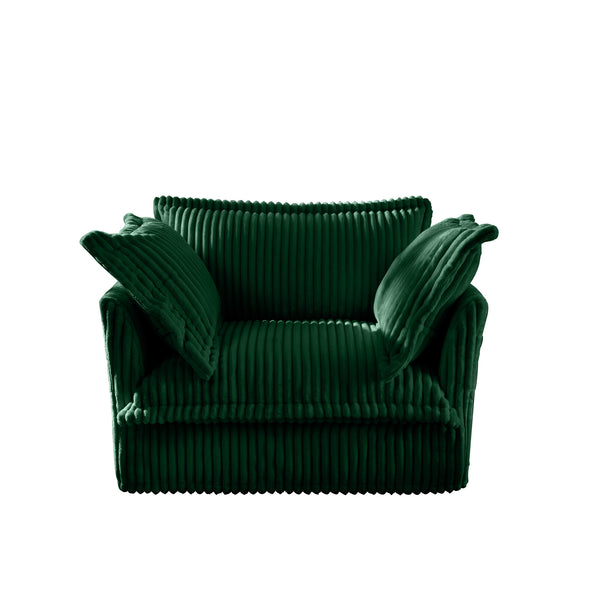 English Elm Slip-covered deep seat armchair with high-back cushions, plush corduroy fabric, removable slipcover comfort and durable frame (100 lbs capacity) Green W3041P272937