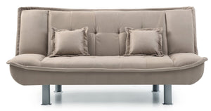 English Elm Lionel Mocha G138-S Sofa Bed with Black Faux Leather, Metal Legs, Throw Pillows, Convertible Sleeper B078P301555