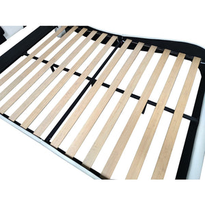 English Elm Faux Leather Queen Platform Bed Curved Headboard Rgb Lighting Bluetooth Massage W2297S00030