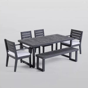 English Elm Christopher Knight Home® - Outdoor 6-Seater Acacia Wood Dining Set - Stylish Bench & Chairs For Relaxed Entertaining Outdoors N773OD00009G