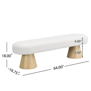 English Elm Christopher Knight Home® - Dining 64" Modern Farmhouse Storage Bench with Bouclé Upholstery and Solid Wood Legs, Durable and Stylish Beige N779P271401B