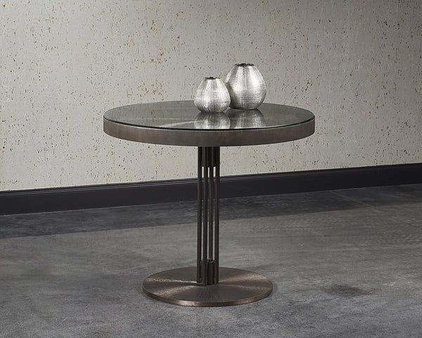 Sunpan Terry Bistro Table - Luxurious Glass Top with Exquisite Bronzed Gunmetal Frame and Unique Design Round - 35.5W x 35.5D x 30H