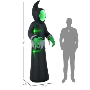 English Elm HOMCOM Inflatable 8ft Nutcracker Soldier with Scepter and LED Lights, Weather-Resistant Yard Décor Black W2225P229635