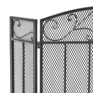 English Elm Christopher Knight Home® - FIRE Decorative Iron Fireplace Screen with Durable Mesh Shield and Classic Curved Frame for Safety and Style Black+Silver 65184.00BLKSILV