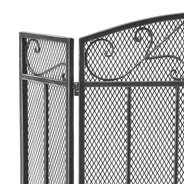 English Elm Christopher Knight Home® - FIRE Decorative Iron Fireplace Screen with Durable Mesh Shield and Classic Curved Frame for Safety and Style Black+Silver 65184.00BLKSILV
