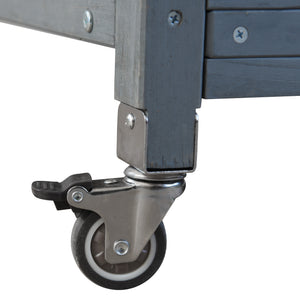 English Elm K&K 64.9" Outdoor Potting Bench with 1.2" Stainless Steel Top, Lockable Wheels, Hutch & Drawers Grey+Blue N707P228274G