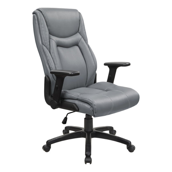 OSP Home Furnishings Exec High Back Bonded Leather Office Chair with Lumbar Support and Pneumatic Lift Grey EC93580-EC42