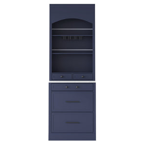 English Elm Modern Tall Kitchen Pantry Set of Two with Faux Marble Top and Glass Holders Blue SP000175AAC