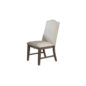 English Elm Traditional High-Back Dining Chairs with Bronze Nailhead Trim, Upholstered Comfort and Solid Wood Legs Beige 22 L x 24 W x 43 H B011P203555