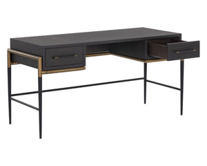 Sunpan Weldrick Desk - Elegant Acacia Wood Design with Soft Closing Drawers and Antique Brass Accents Espresso