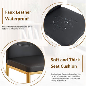 English Elm Set of 6 Pu Leather Dining Chairs with Gold Metal Legs for Glam Modern Rooms W1151P359615