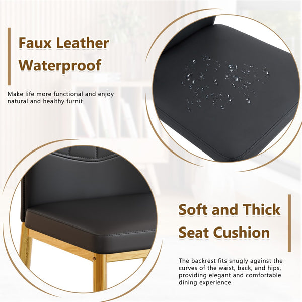 English Elm Set of 6 Pu Leather Dining Chairs with Gold Metal Legs for Glam Modern Rooms W1151P359615