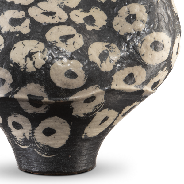 Japonesque Bowl - Handmade Black Porcelain Art Piece with Unique Swirling Brushstrokes Design