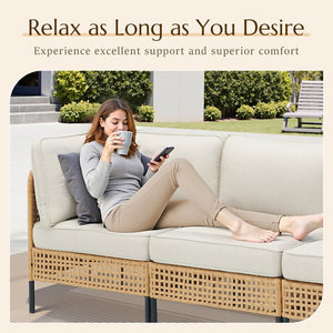 English Elm Outdoor Wicker Swivel Glider Chair Set Patio Rocker with Plush T Back Cushions T3773P419998