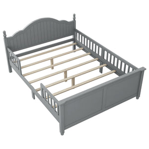 English Elm Full Full Size Kids Bed Gray — Solid Pine Wood Platform with Headboard & Footboard, Guardrail, 300LB Capacity W2593P358753