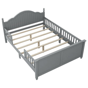 English Elm Twin Low Profile Kids Platform Bed Solid Pine Frame with Guardrails and Storage Grey W2593P411272
