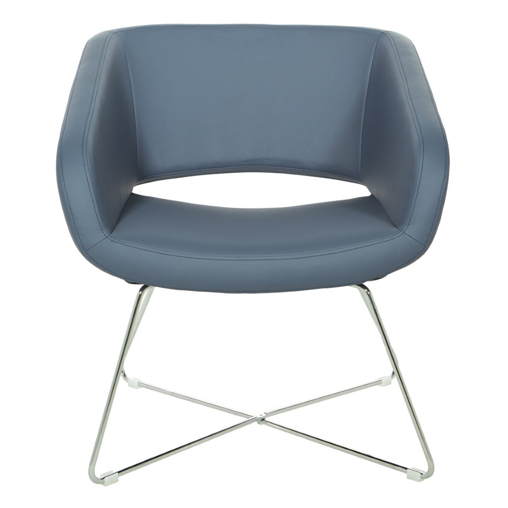 OSP Home Furnishings Faux Leather Accent Chair with Chrome Base for Modern Office or Living Room Blue LRL-R105
