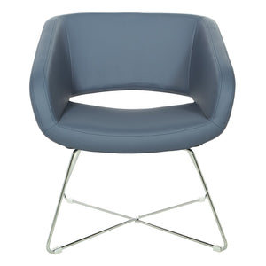 OSP Home Furnishings Faux Leather Accent Chair with Chrome Base for Modern Office or Living Room Blue LRL-R105