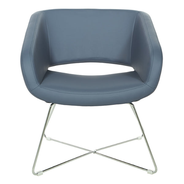 OSP Home Furnishings Faux Leather Accent Chair with Chrome Base for Modern Office or Living Room Blue LRL-R105