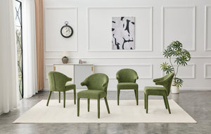 English Elm Modern Chenille Linen Accent Chair Sculptural Hollow Back Swivel Seat for Dining Vanity Green W3493P456222