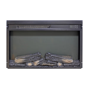 English Elm 26 Inch Slim Electric Fireplace Insert with Log Set Realistic Flame and Remote Timer W1769P345285