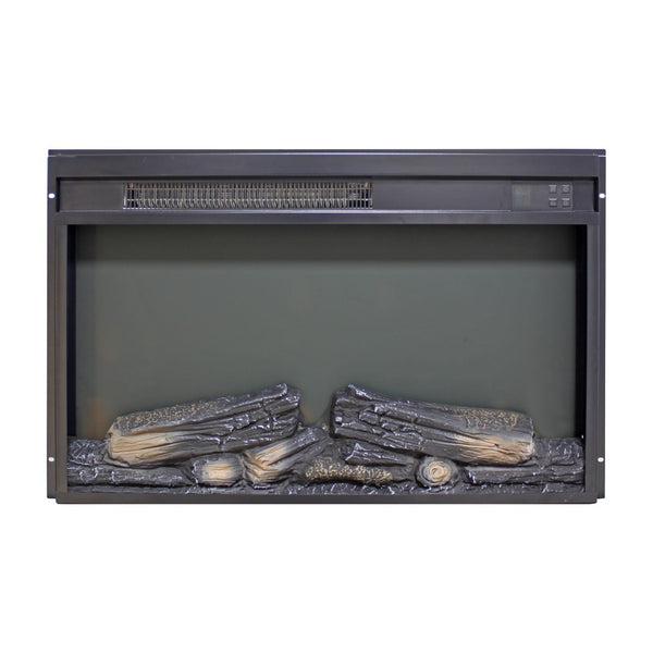 English Elm 26 Inch Slim Electric Fireplace Insert with Log Set Realistic Flame and Remote Timer W1769P345285