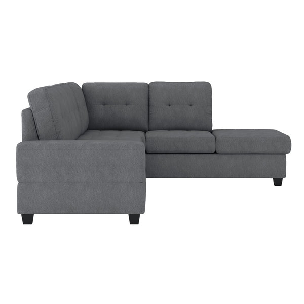 English Elm Modern Microfiber Sectional Sofa with Tufted Cushions Reversible Chaise and Built-in Cupholders Dark Gray B011S00933