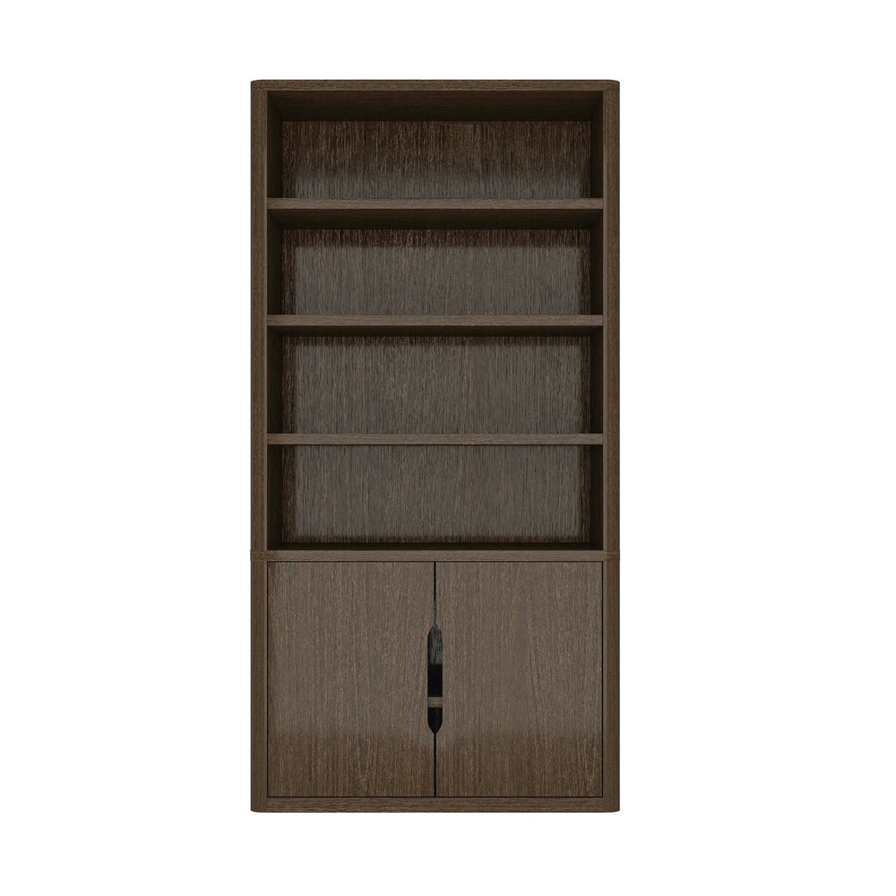 English Elm Rivington 40" Bookcase Cabinet with Soft-Close Doors, 4 Open Shelves, Adjustable Storage Appeal Walnut B365S00019